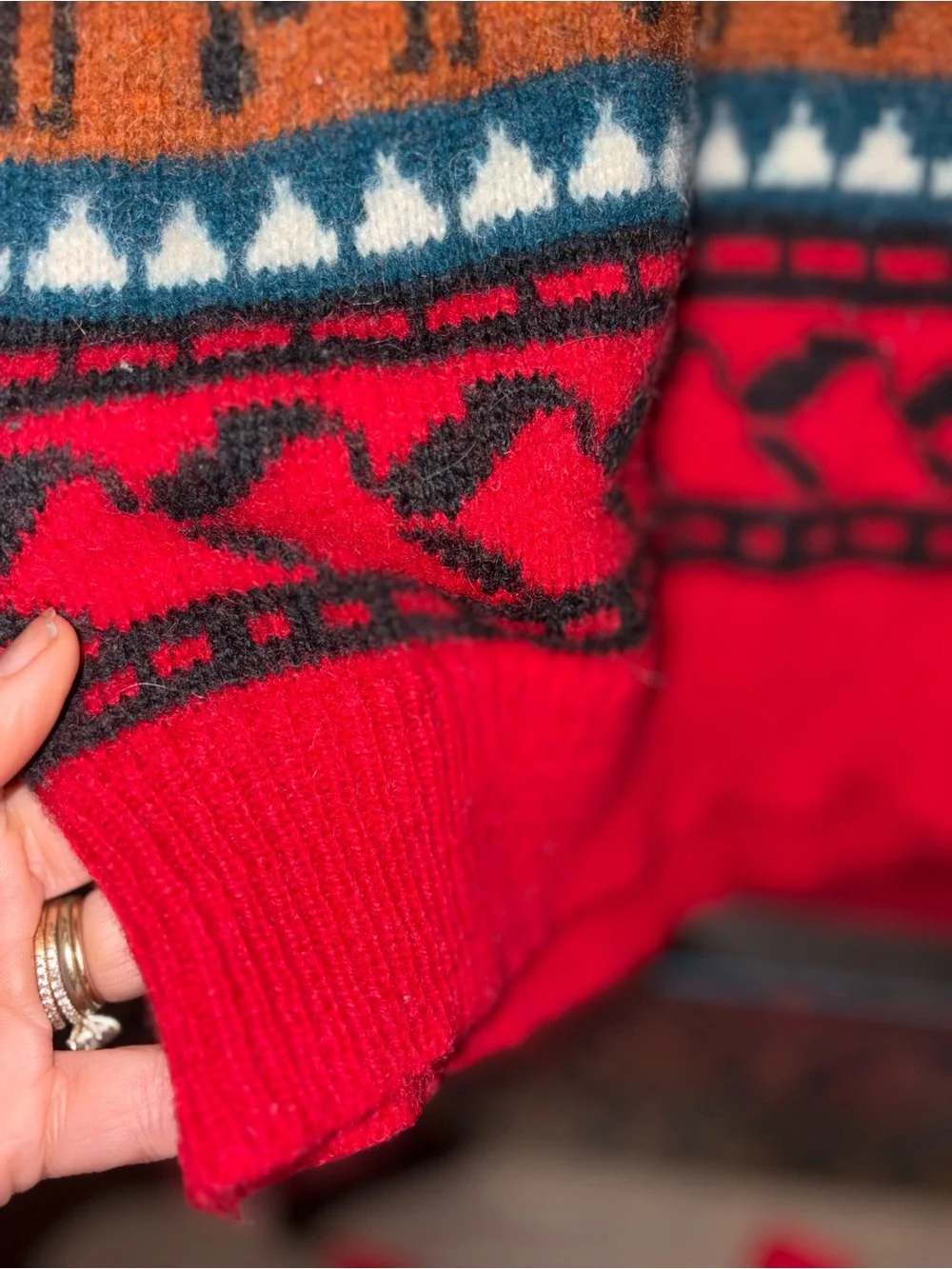 Vintage Turkey Fair Isle Sweater Red Lodge Cabin Grandma Knit Medium wool nwot!